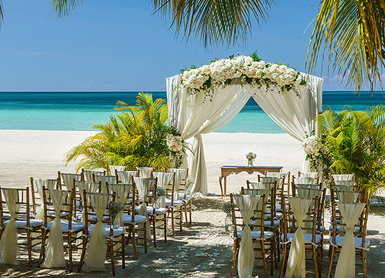 wedding ceremony set up on the beach